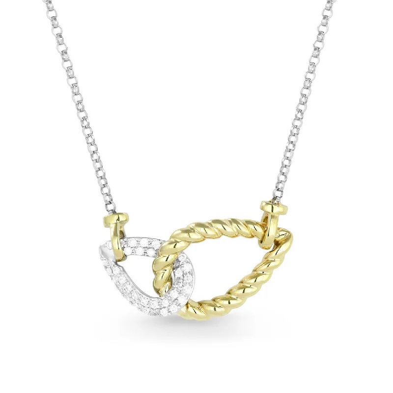 women's name necklaces-MODERN TWO-TONE GOLD AND DIAMOND NECKLACE, .10 CT TW