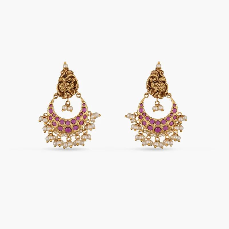 women's heart earrings-Peacock Classic Antique Chandbali Earrings