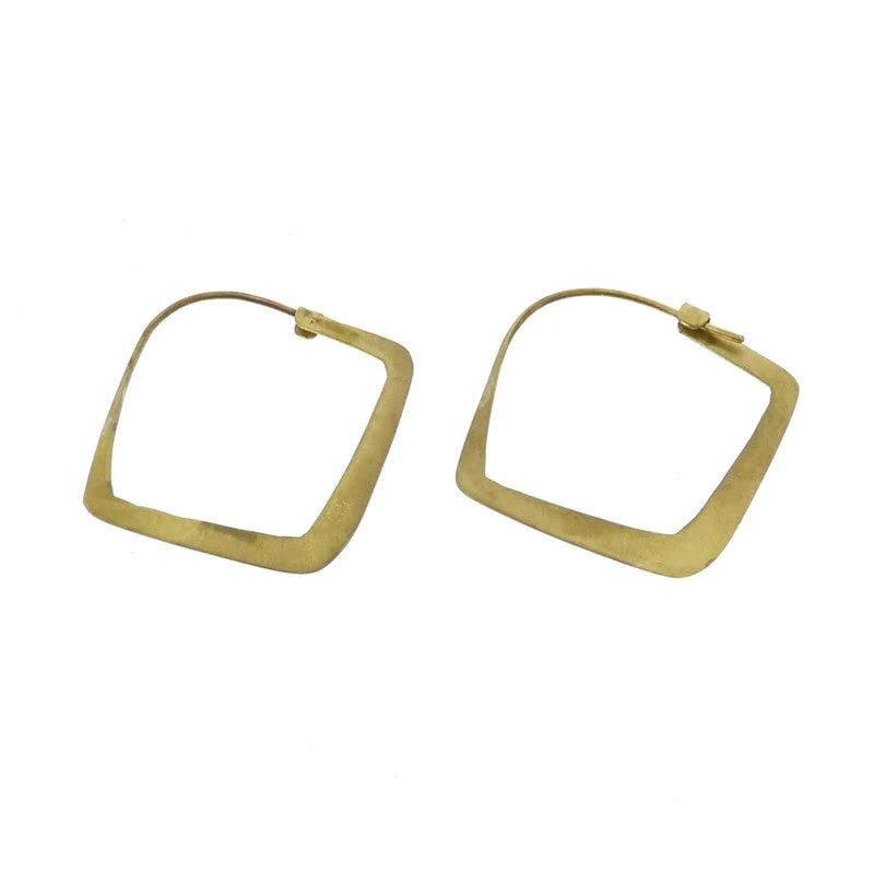 women's timeless earrings-Triangle Brass Earrings