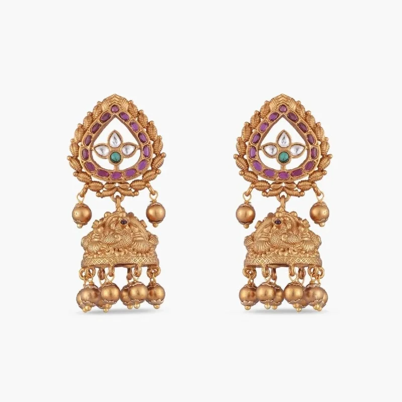 women's stud earrings-Bindu Antique Jhumka Earrings