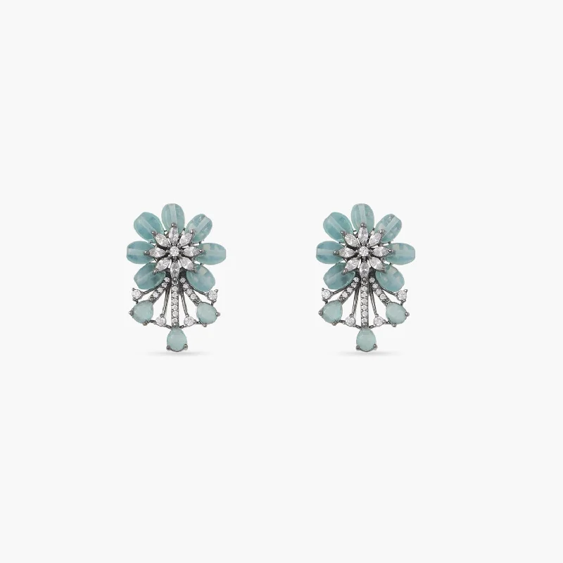 women's minimalist earrings-Floret CZ Drop Earrings