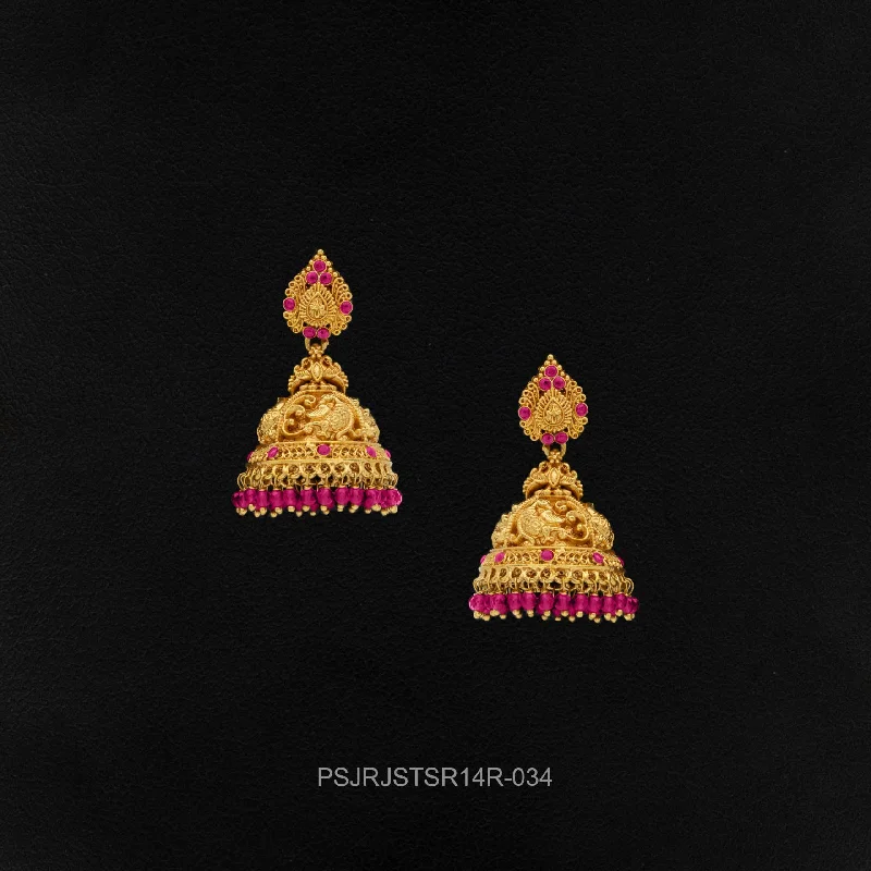 women's nature-inspired earrings-Sreshta Collection Gheru Earrings PSGRJSTSR14R-034