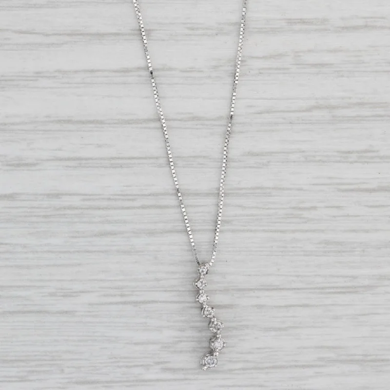 women's shell necklaces-Diamond Journey Pendant Necklace 10k White Gold 18.25” Box Chain