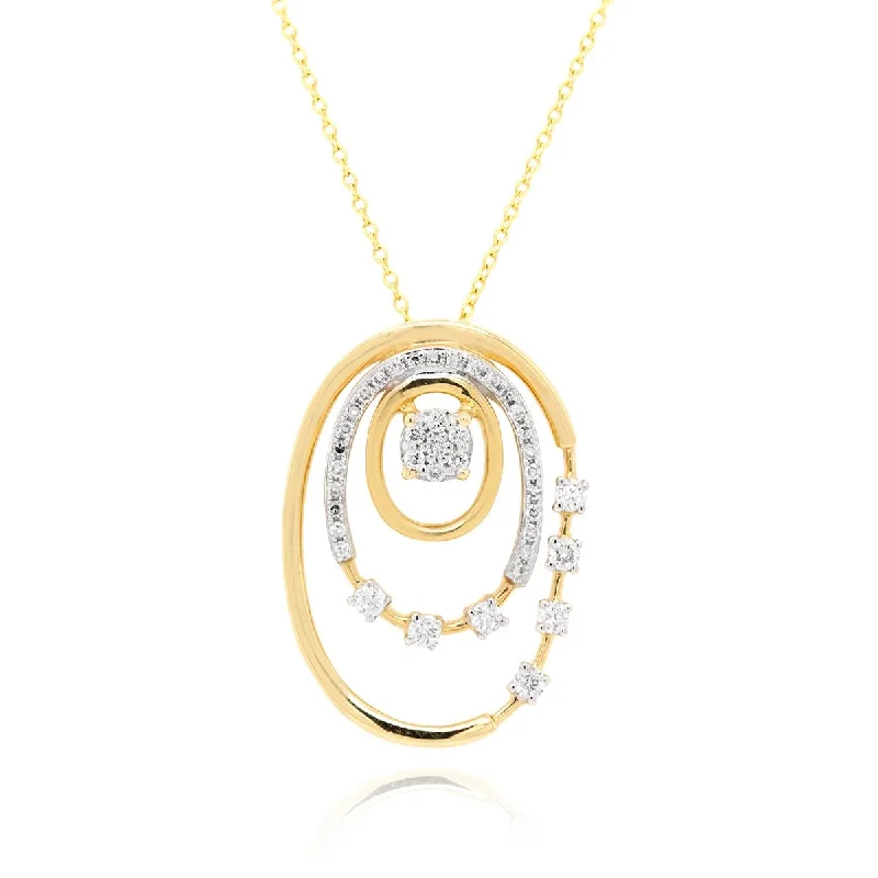 women's lab-grown diamond necklaces-MODERN YELLOW GOLD FASHION NECKLACE WITH DIAMONDS, .25 CT TW