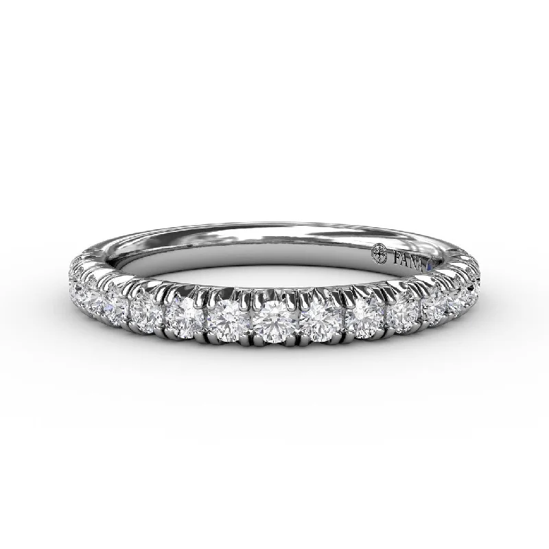 women's heart-shaped engagement rings-Fana 14K White Gold and Diamond Modern Pave Wedding Band