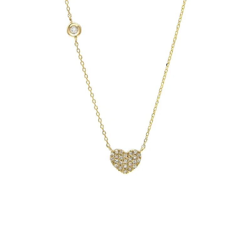 women's sea-inspired necklaces-14K Yellow Gold Diamond Pave Heart Necklace