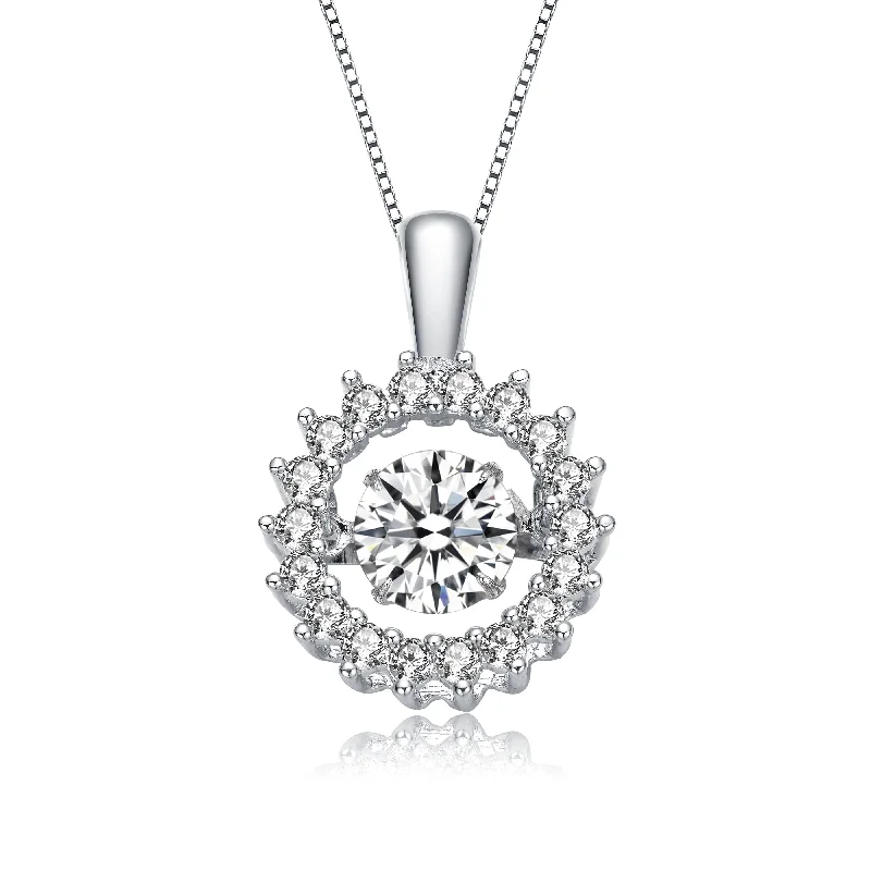 women's silver necklaces-Marie Soleil Halo Pendant Necklace