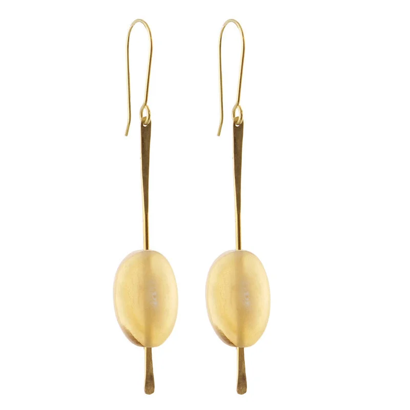 women's bead earrings-Sema Earrings - Light Horn, Brass