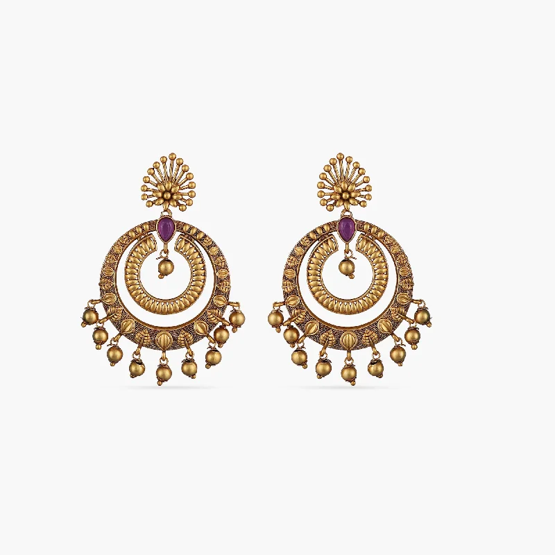 women's titanium earrings-Kalpa Antique Chandbali Earrings