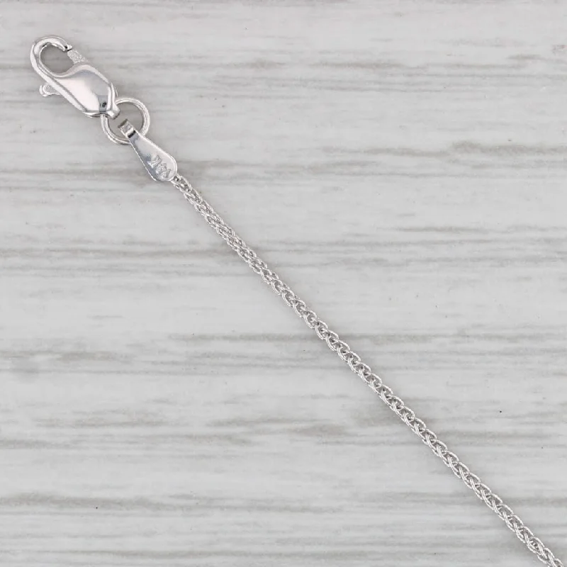 women's moonstone necklaces-New Round Wheat Chain Necklace 14k White Gold 18" 1mm