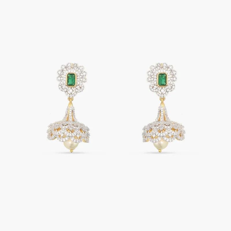 women's drop earrings-Laura Nakshatra CZ Jhumka Earrings