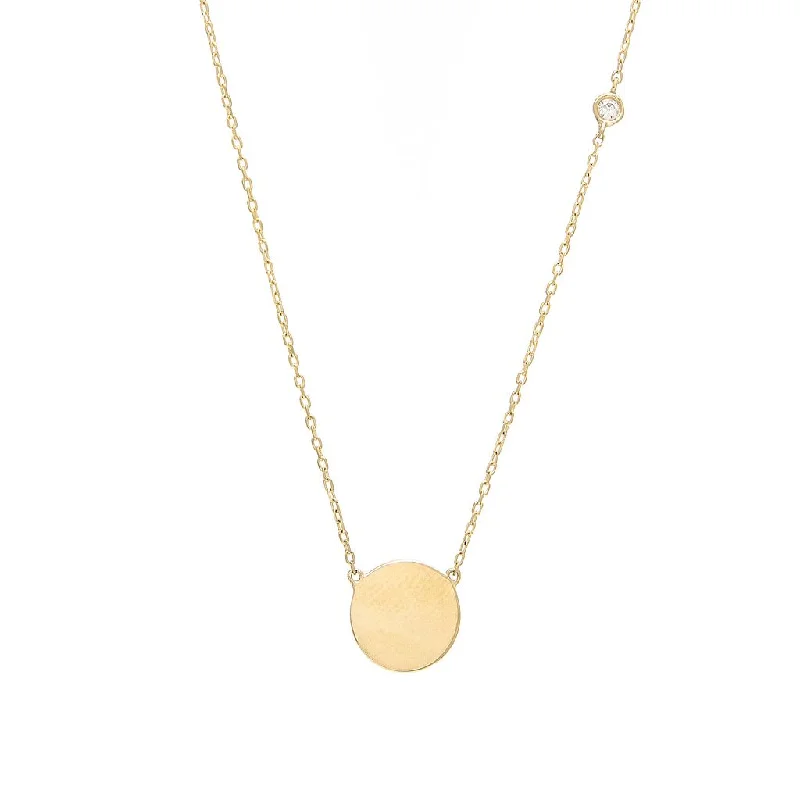 women's mother-daughter necklaces-14K Yellow Gold Diamond Bezel + Dics Necklace