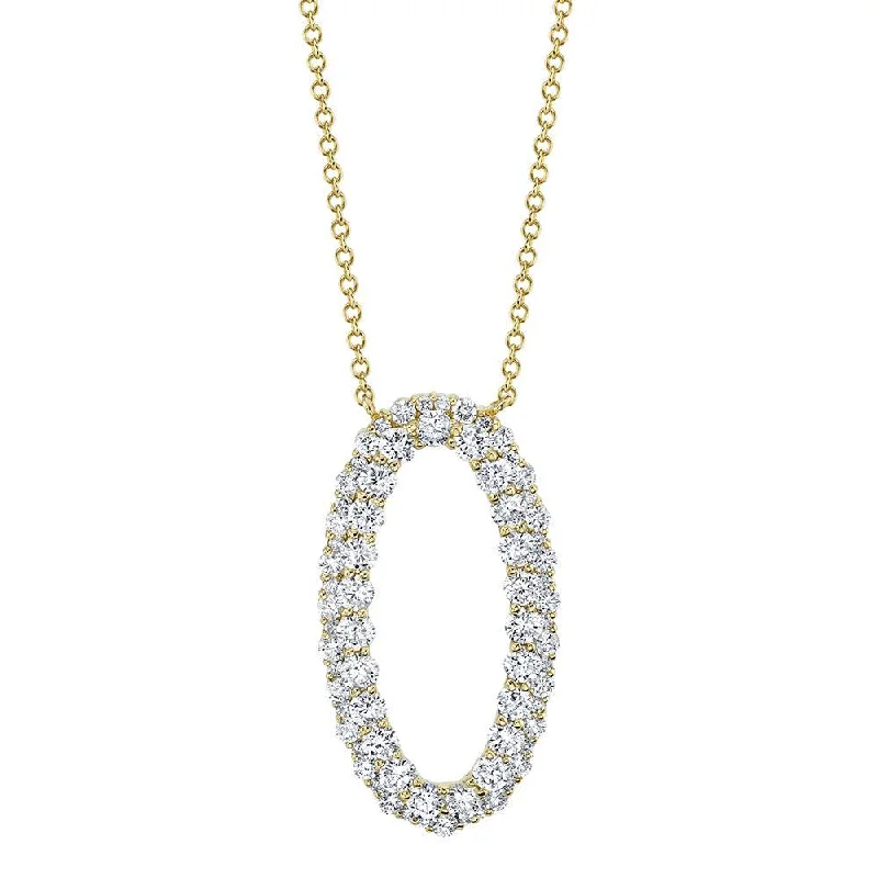 women's sustainable necklaces-14K Yellow Gold Diamond Oval Necklace