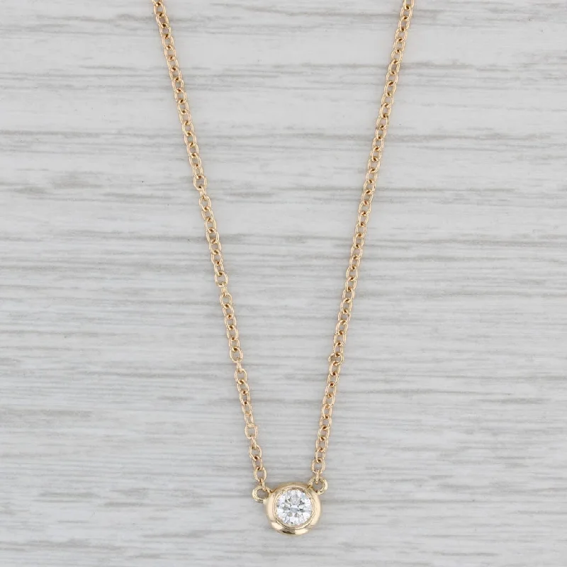 women's rose gold necklaces-0.28ct VS2 Diamond Solitaire Pendant Necklace 14k Yellow Gold 16-18" Cable Chain