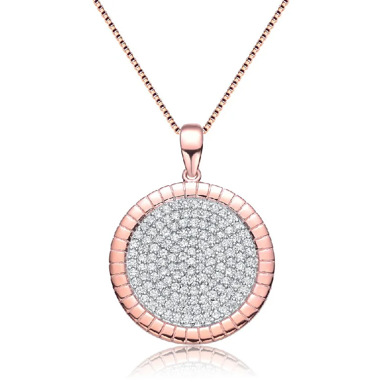 women's symbolic necklaces-Rose Gold Plated Cubic Zirconia Round Shaped Pendant Necklace