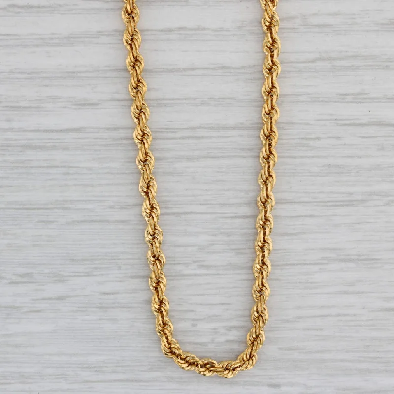 women's gemstone necklaces-22" Rope Chain Necklace 14k Yellow Gold Lobster Clasp Milor Italy