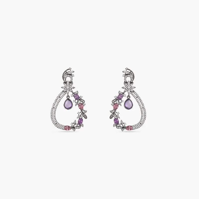 women's chandelier earrings-Floral Blush CZ Drop Earrings