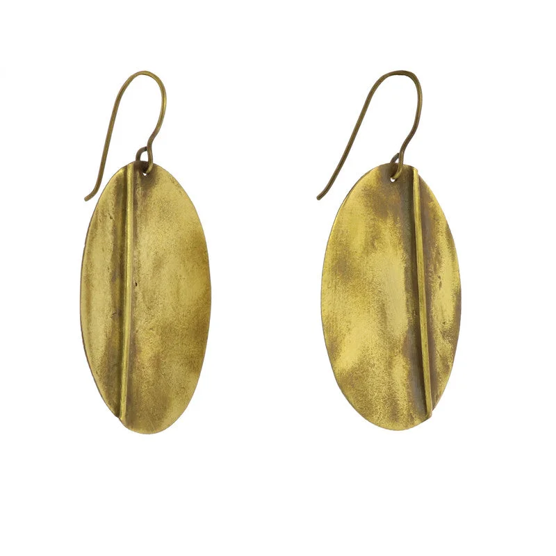 women's crystal earrings-Leaf Brass Earrings