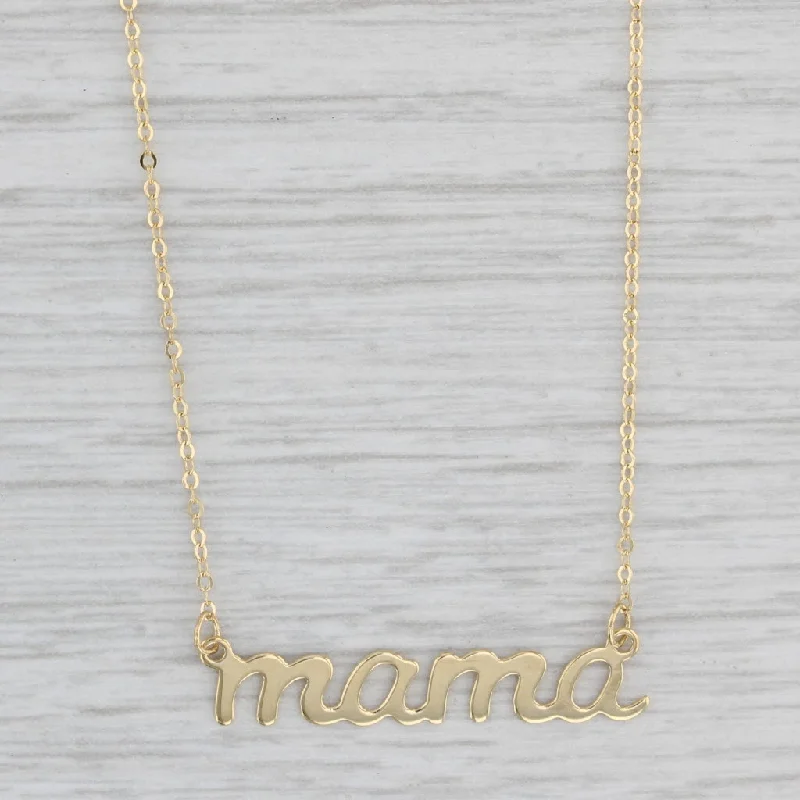 women's tennis chain necklaces-New Mama Pendant Necklace 14k Yellow Gold 17"-18" Cable Chain