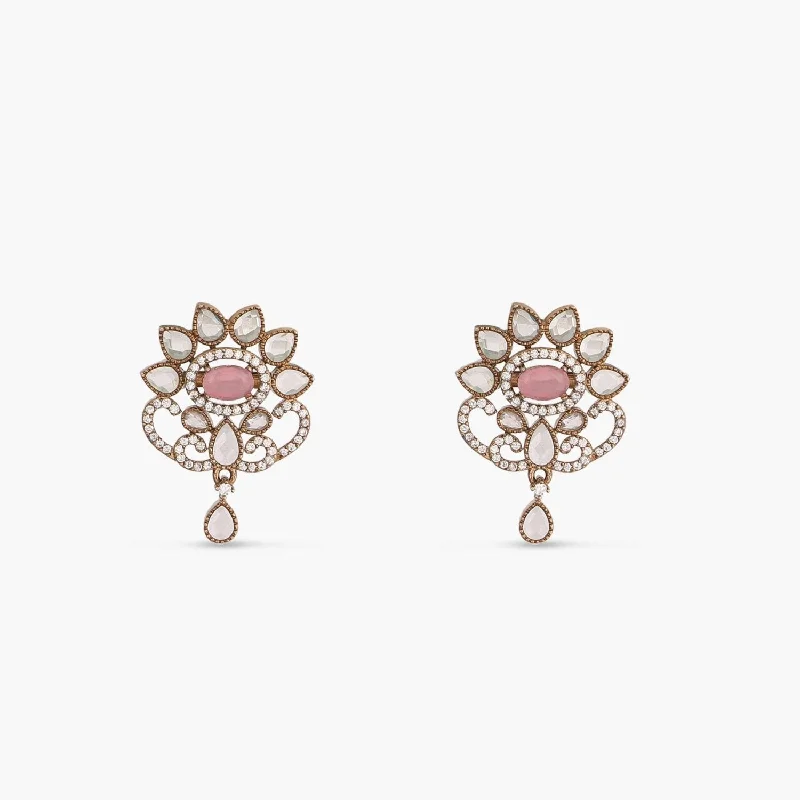 women's rope earrings-Elysia CZ Pink Stud Earrings