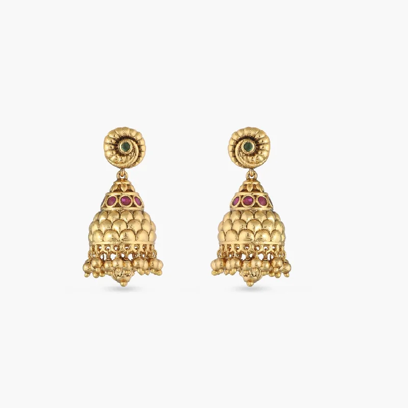 women's bar earrings-Jagat Antique Jhumka Earrings