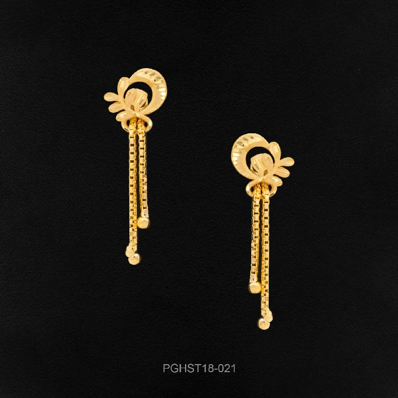 women's bar earrings-GOLDEN HANGING STUD PGHST18-021