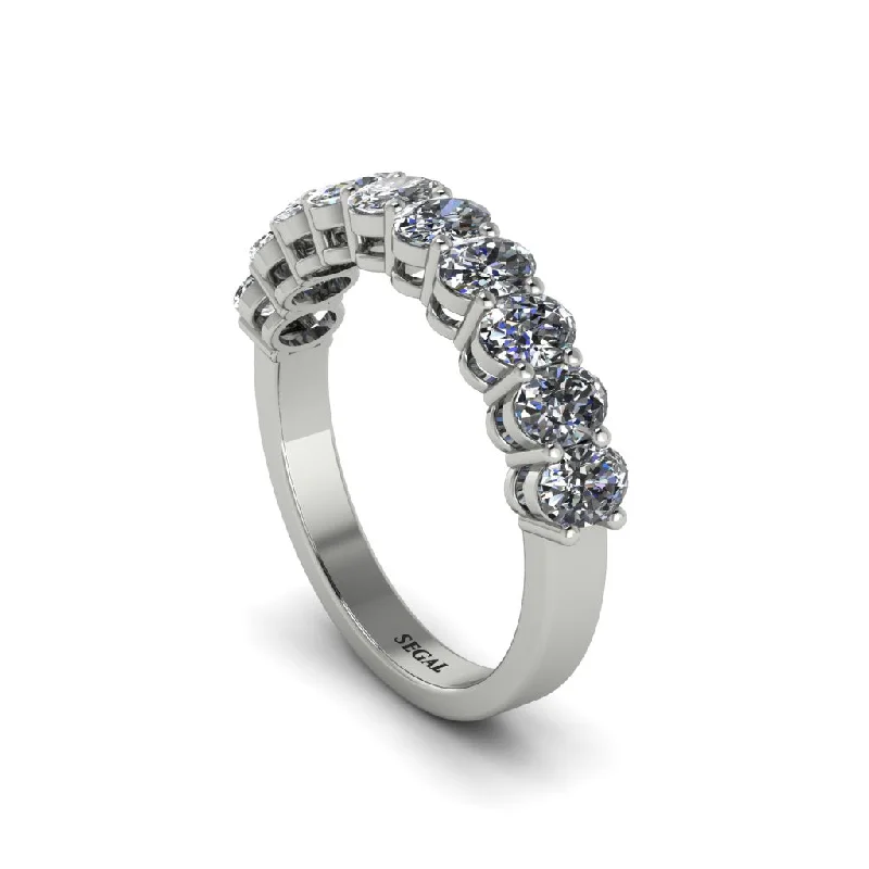 women's floral motif engagement rings-10 Stone Diamond Oval Cut Wedding Band Ring - Harriet No. 3