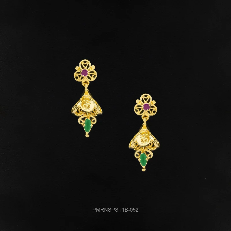 women's floral earrings-PREMIUM RATNA PEARL STONE STUD PMRNSPST1B-052