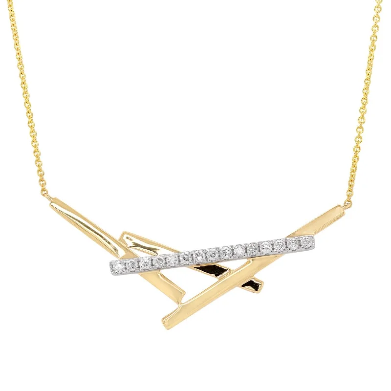 women's birthstone necklaces-MODERN YELLOW GOLD DIAMOND NECKLACE, .22 CT TW