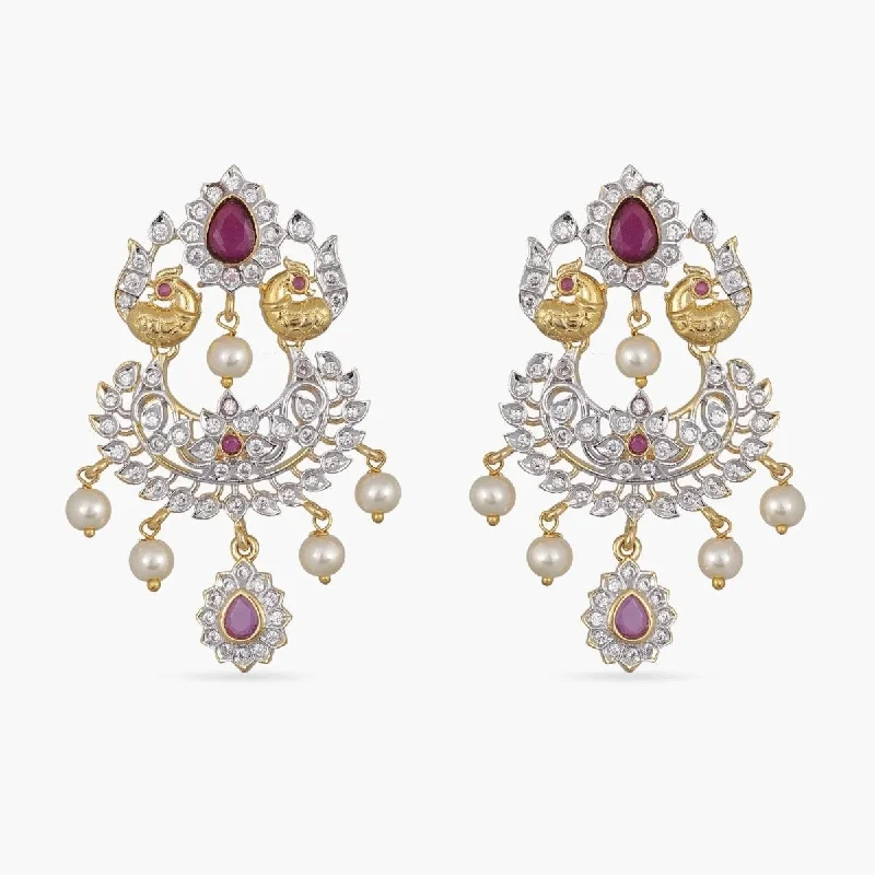 women's white gold earrings-Vibha Nakshatra CZ Earrings