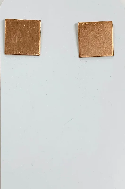 women's dragonfly earrings-Copper square stud earrings