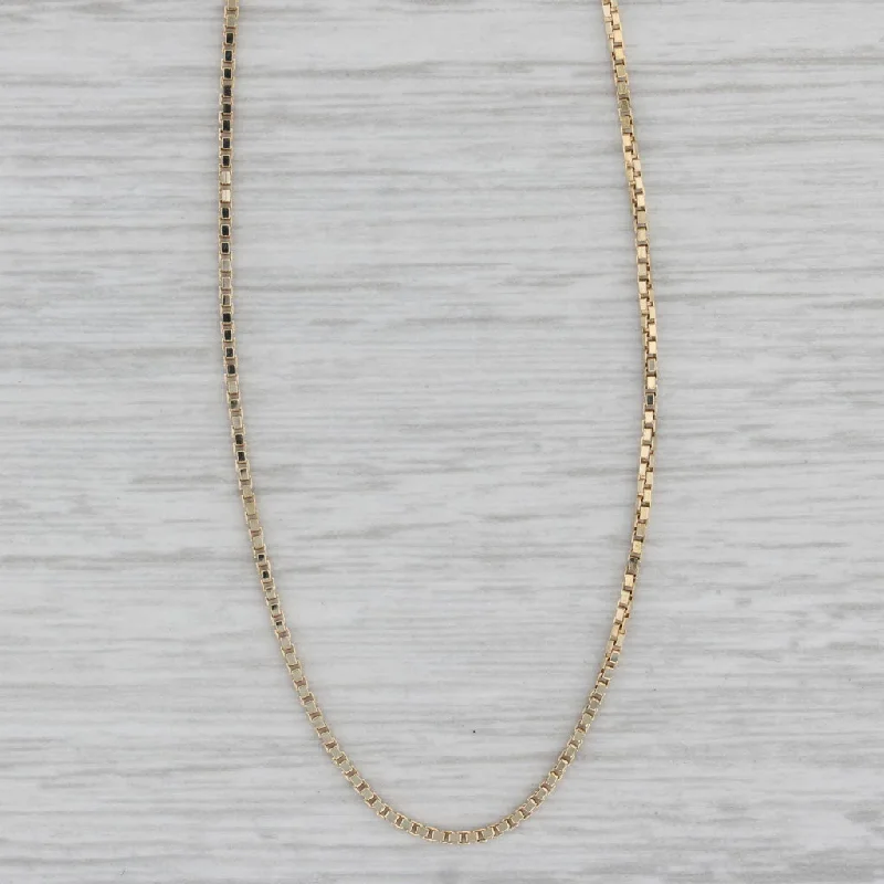 women's boho necklaces-30" Box Chain Necklace 14k Yellow Gold 1mm Italian Long Layering