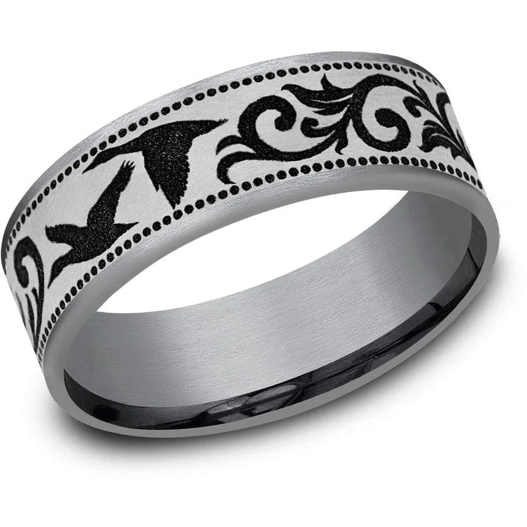 women's bypass engagement rings-Brook & Branch "The Waterfowl" Tantalum & Titanium Wedding Band