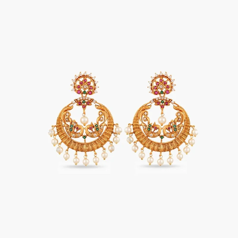 women's cat earrings-Vyoma Antique Chandbali Earrings