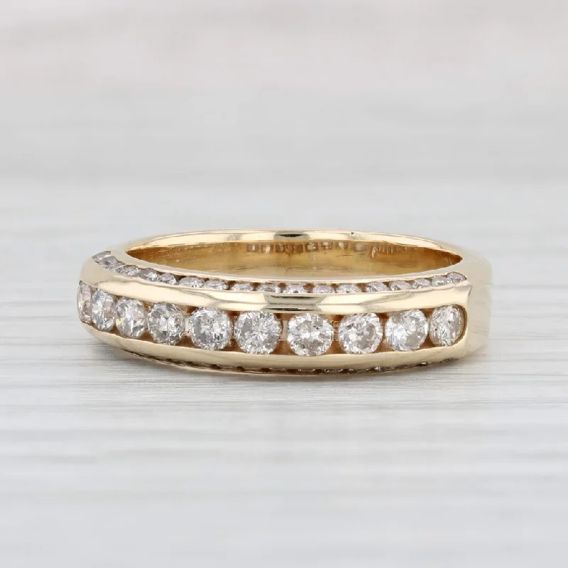 women's gemstone halo engagement rings-0.88ctw Diamond Wedding Band 14k Yellow Gold Sz 7.75 Anniversary Stackable Ring