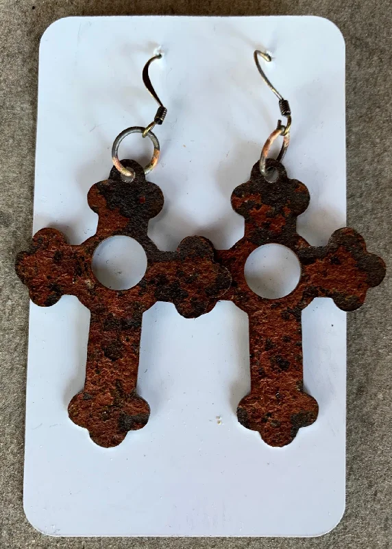 women's star earrings-Iron Cross earrings