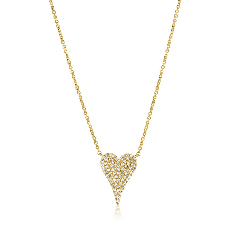 women's mixed-metal necklaces-14K Yellow Gold Diamond Heart Necklace