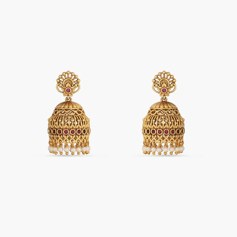 women's modern earrings-Komli Antique Jhumka Earrings