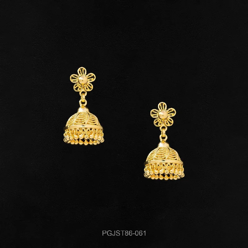 women's trendy earrings-GOLDEN JIMIKKA STUD PGJST86-061