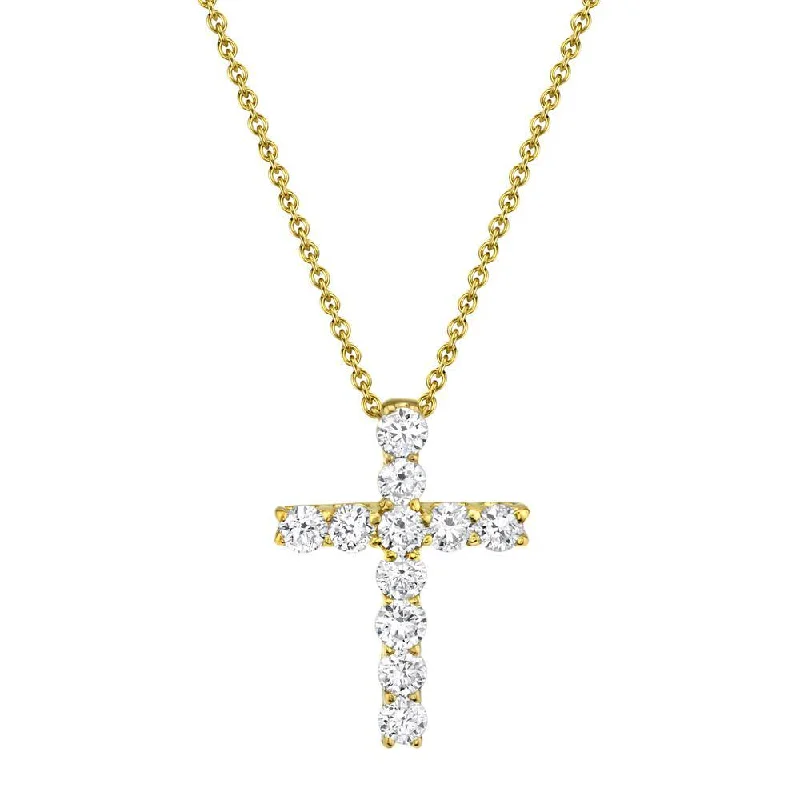 women's angel necklaces-14K Yellow Gold Diamond Cross Necklace