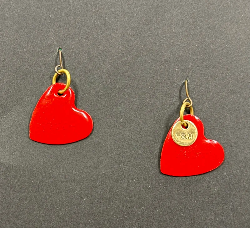 women's cross earrings-Red heart earrings