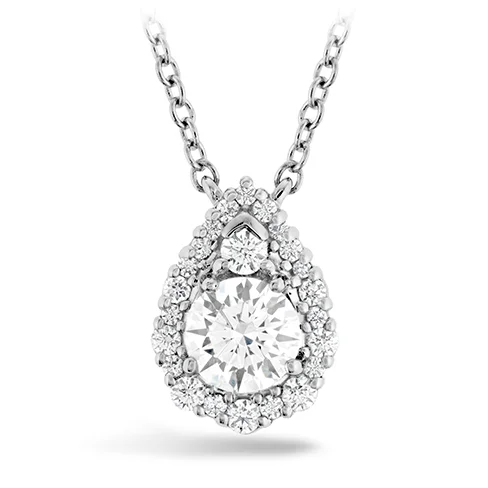 women's protection necklaces-Hearts On Fire Teardrop Halo Diamond Necklace