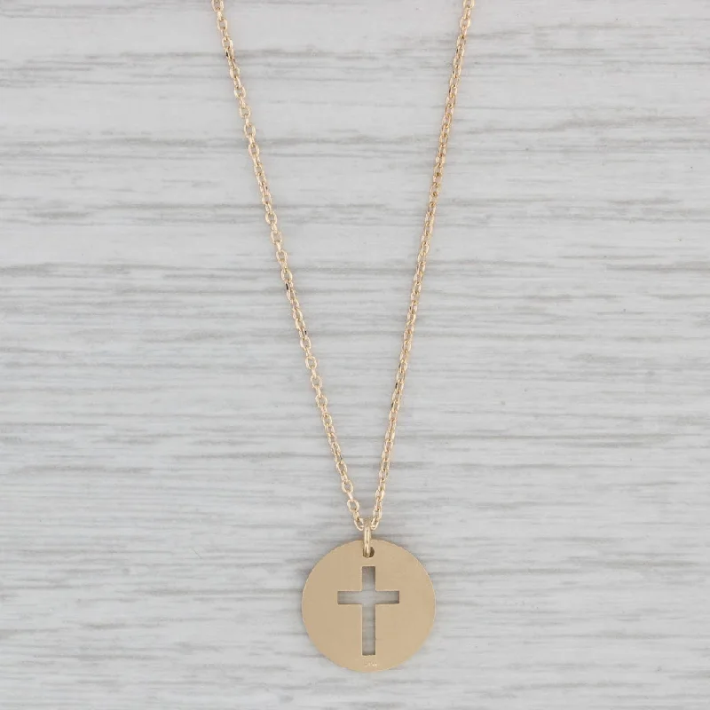 women's sun necklaces-New Cross Medallion Pendant Necklace 14k Gold 16-18" Adjustable Cable Chain