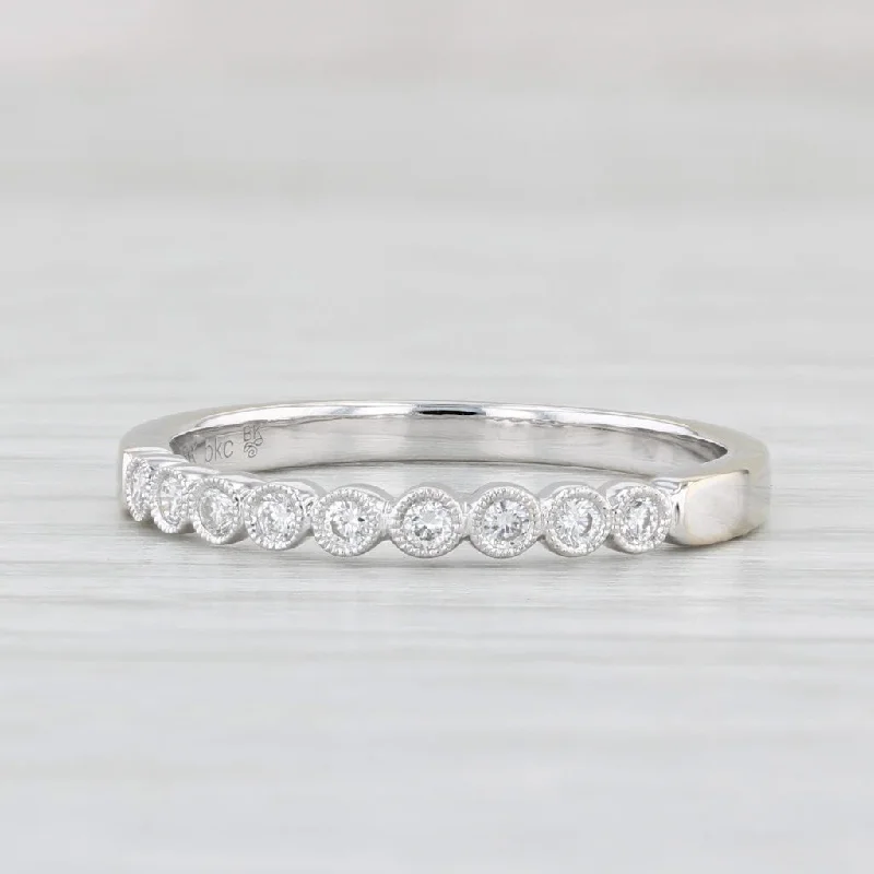 women's braided engagement rings-New Beverley K 0.14ctw Diamond Wedding Band 18k White Gold Size 6.5 Stackable