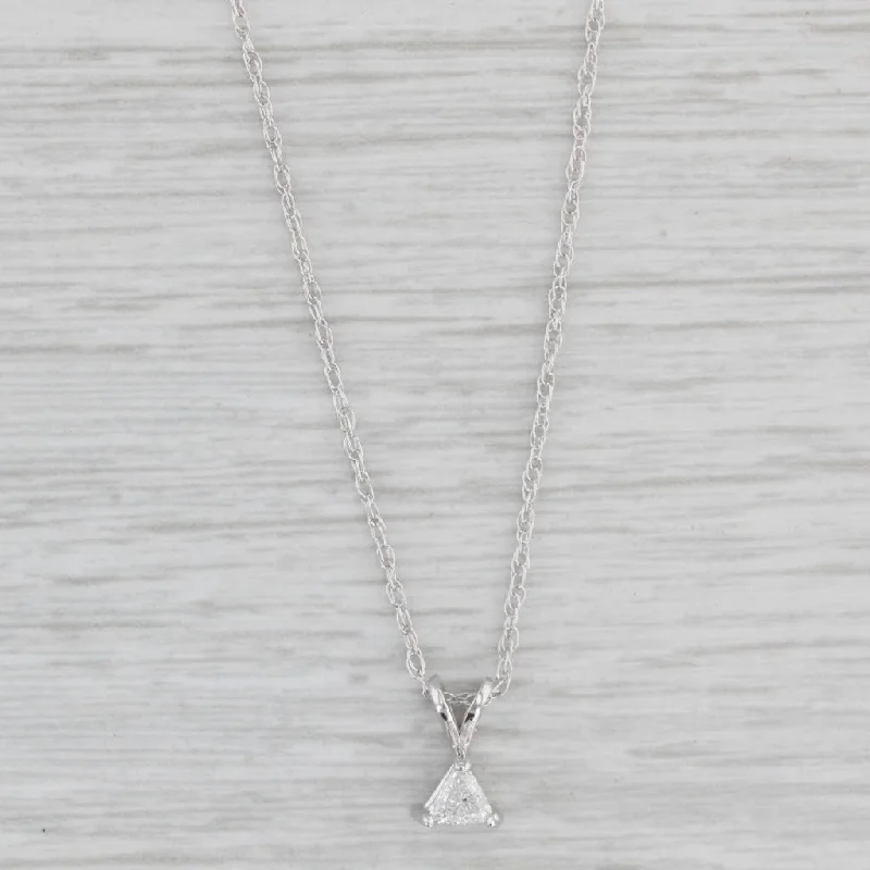 women's heart necklaces-0.18ct Trillion Diamond Solitaire Pendant Necklace 14k White Gold 19" Rope Chain