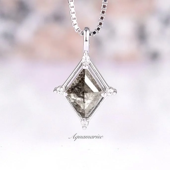 women's short necklaces-Galaxy Raw Salt & Pepper Diamond (Herkimer Diamond) Pendant Necklace- Sterling Silver