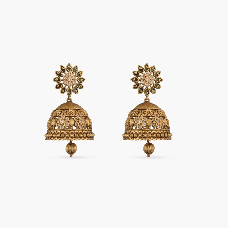 women's hoop earrings-Aarthy Antique Jhumka Earrings