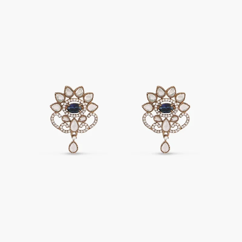 women's affordable earrings-Elysia CZ Blue Stud Earrings