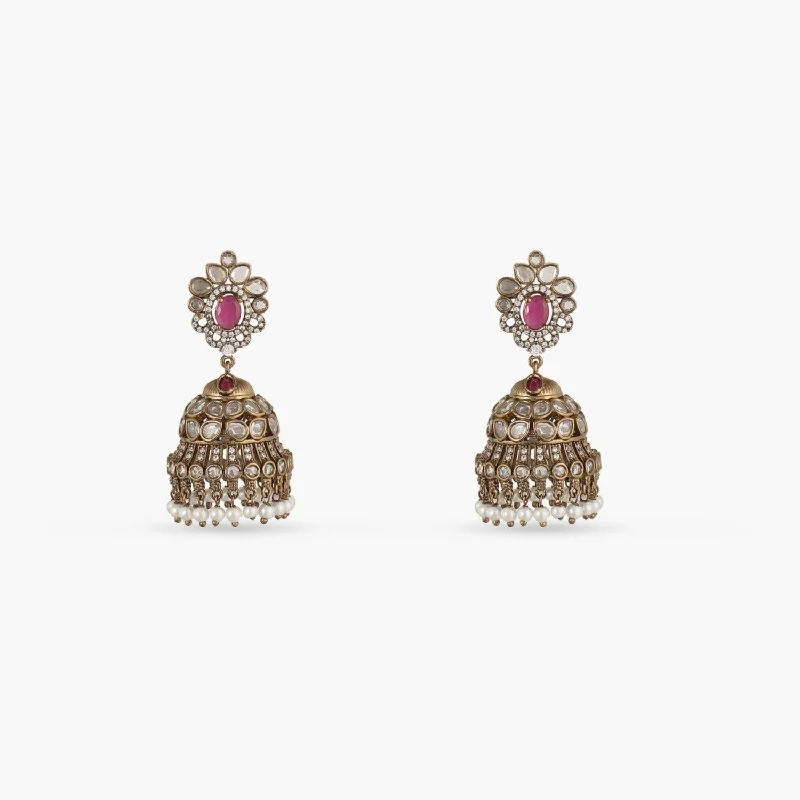 women's teardrop earrings-Aatreyi Nakshatra CZ Jhumka Earrings