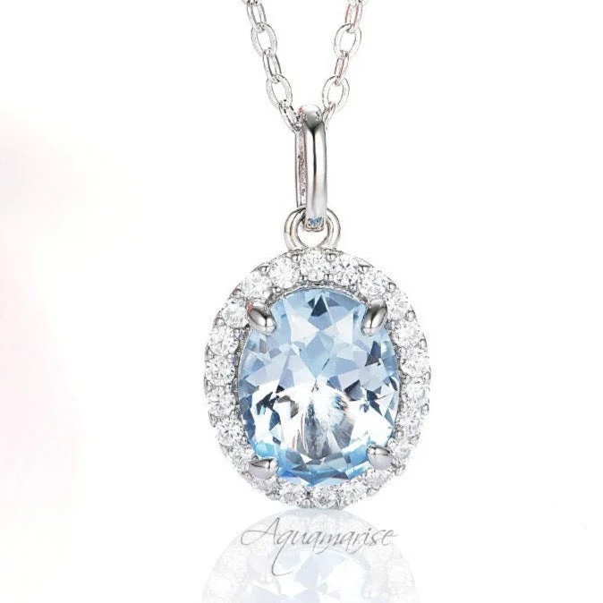 women's timeless necklaces-Iris Aquamarine Necklace- Sterling Silver